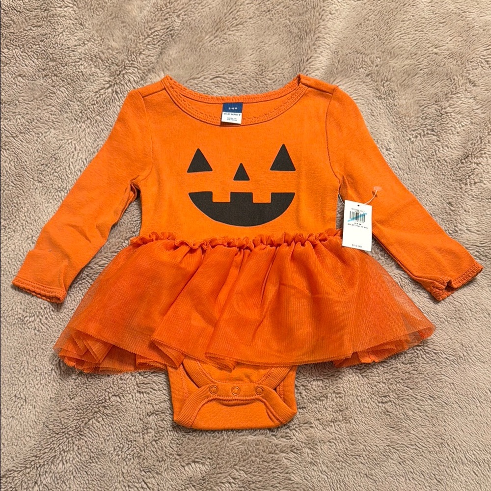 Old Navy Orange and Black Halloween Bodysuit One Piece